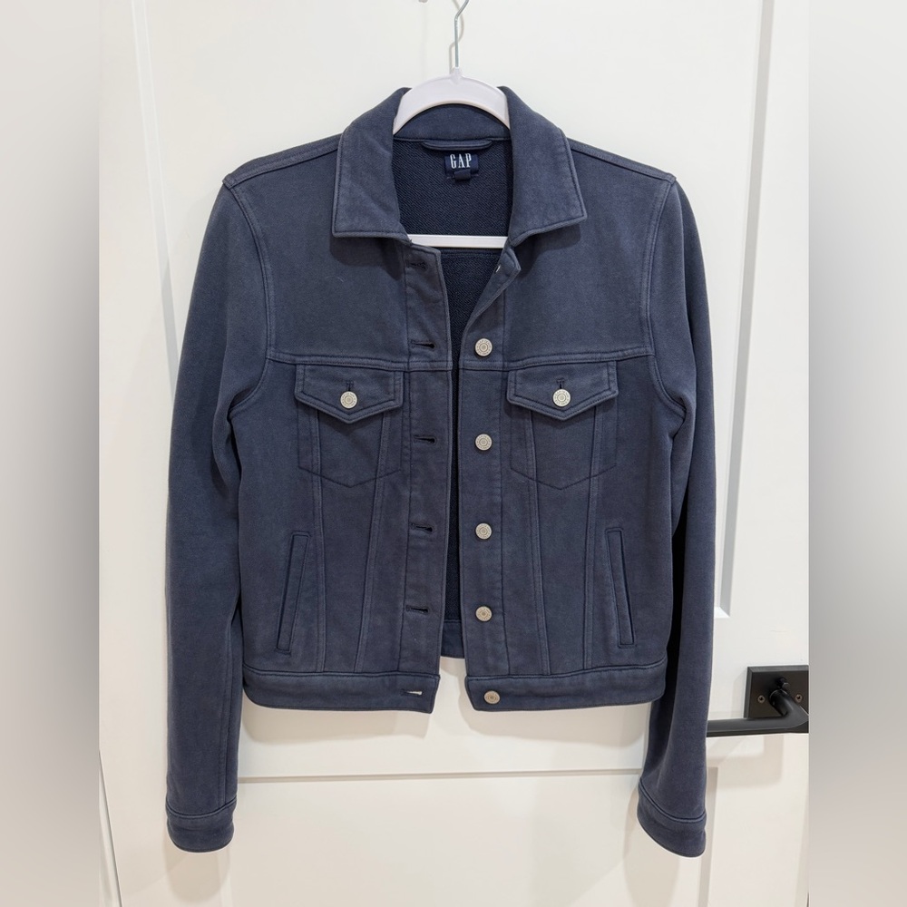 GAP Women's Slate Blue “Icon” Denim-Style Jacket in cotton knit